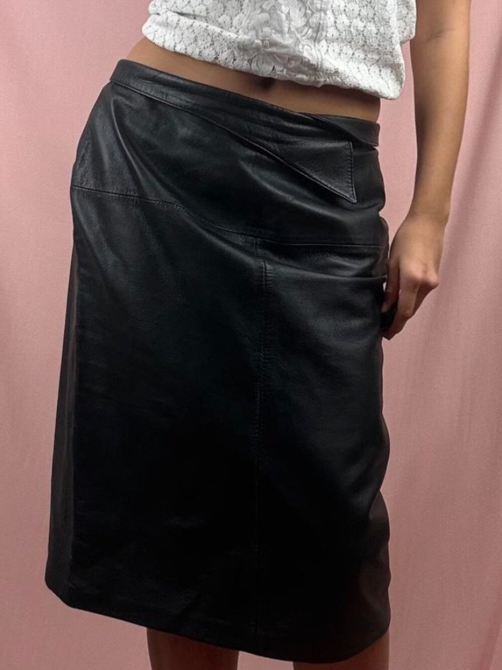 Vintage Leather Midi Skirt